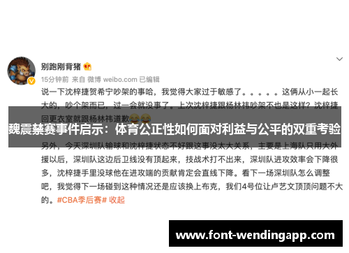 魏震禁赛事件启示：体育公正性如何面对利益与公平的双重考验