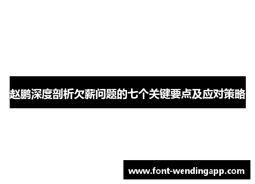 赵鹏深度剖析欠薪问题的七个关键要点及应对策略